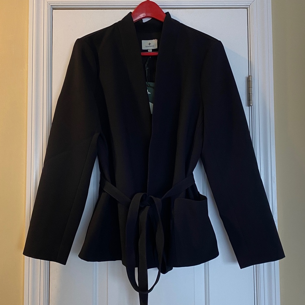 Tuckernuck Black Detailed Long Belt Blazer Jacket NWT